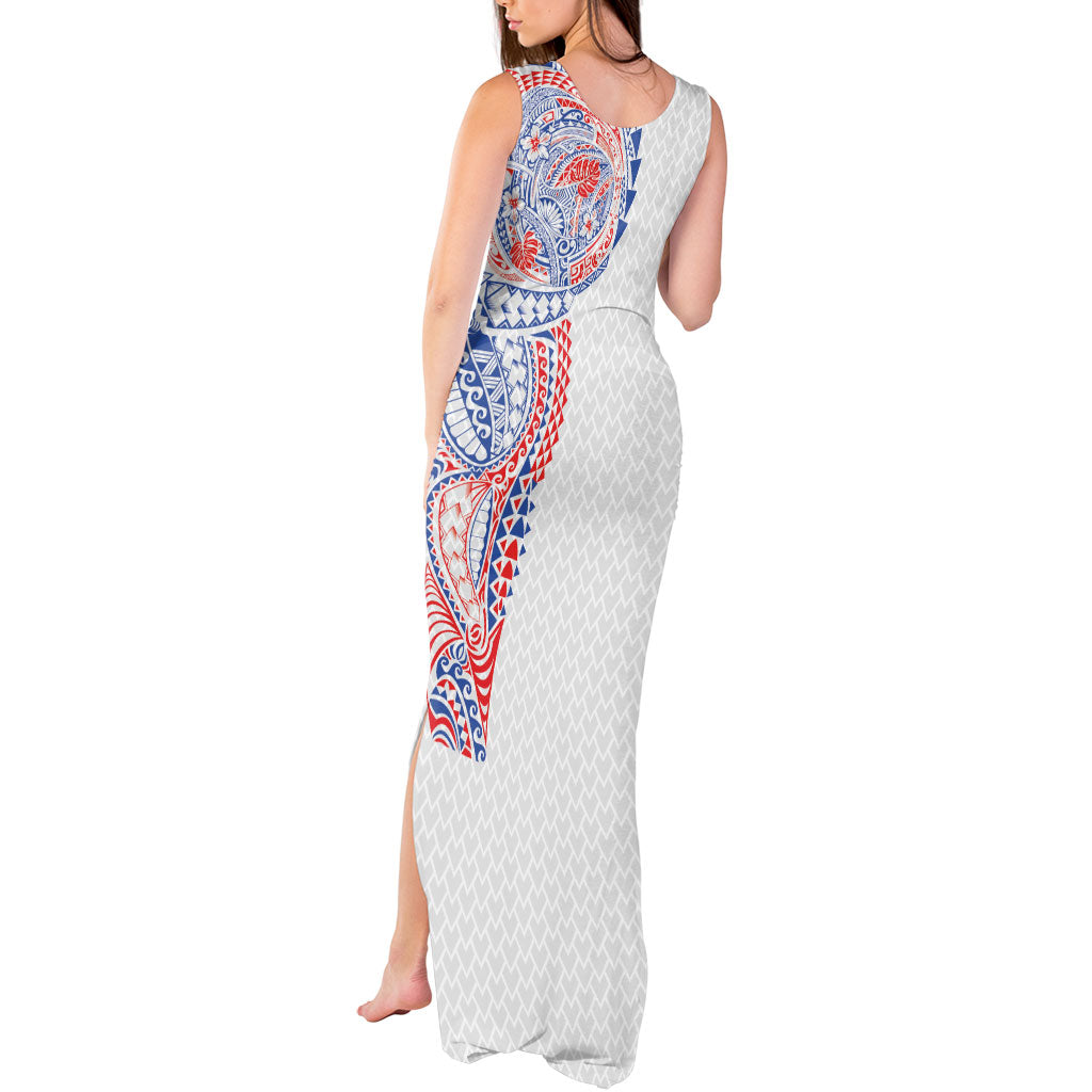 Hawaiian Traditional Tattoos Tank Maxi Dress Kakau Tribal Tropical Plant Motif Hawaii Flag Color Inspired
