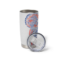 Hawaiian Traditional Tattoos Tumbler Cup Kakau Tribal Tropical Plant Motif Hawaii Flag Color Inspired