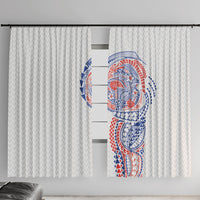 Hawaiian Traditional Tattoos Window Curtain Kakau Tribal Tropical Plant Motif Hawaii Flag Color Inspired