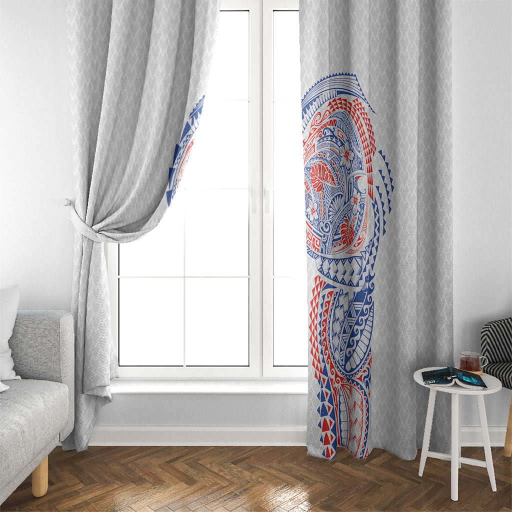 Hawaiian Traditional Tattoos Window Curtain Kakau Tribal Tropical Plant Motif Hawaii Flag Color Inspired