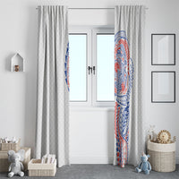 Hawaiian Traditional Tattoos Window Curtain Kakau Tribal Tropical Plant Motif Hawaii Flag Color Inspired