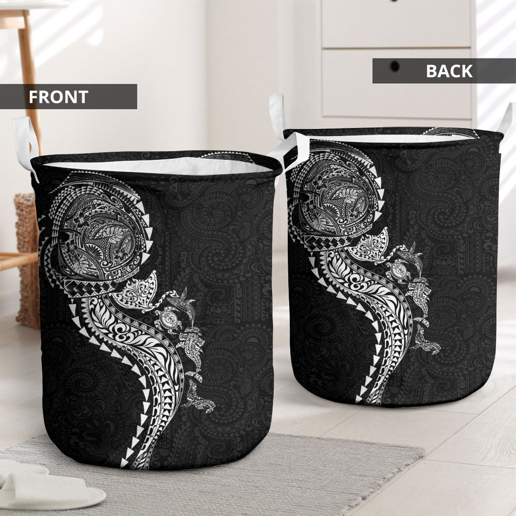 Hawaiian Kakau Tribal Sea Animals Tattoos Laundry Basket Black Color LT03 - Polynesian Pride