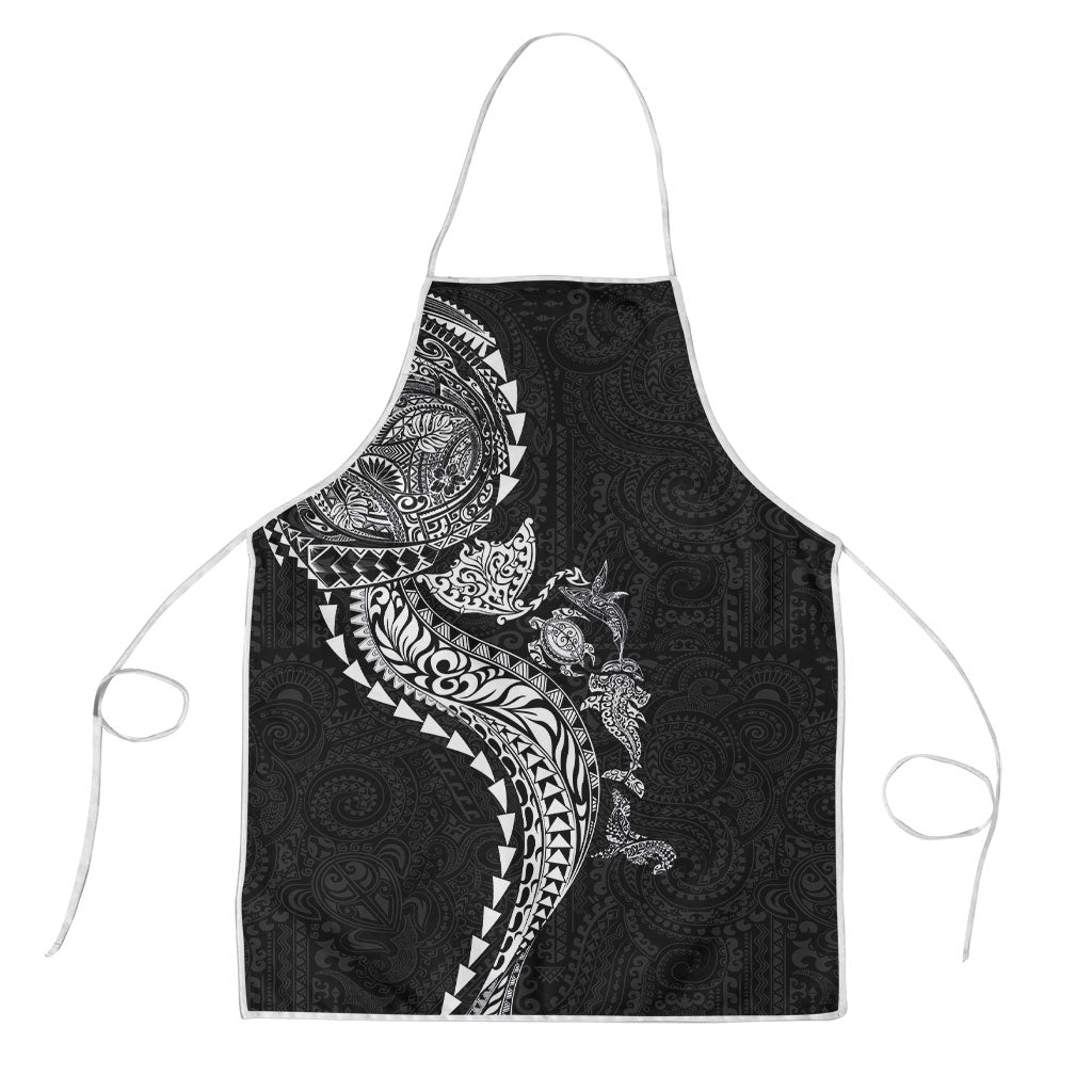 Hawaiian Kakau Tribal Sea Animals Tattoos Apron Black Color LT03 Black - Polynesian Pride