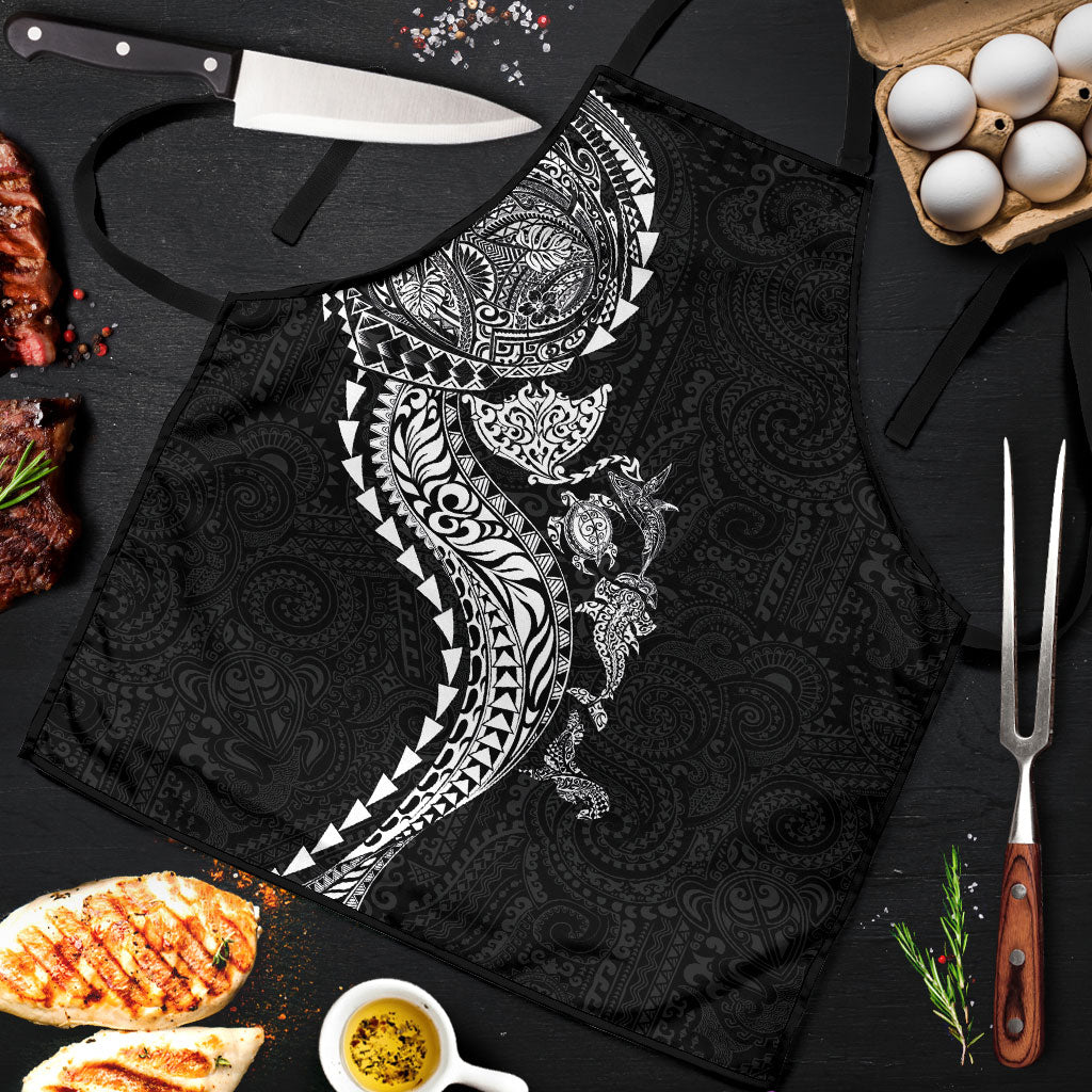 Hawaiian Kakau Tribal Sea Animals Tattoos Apron Black Color LT03 Black - Polynesian Pride