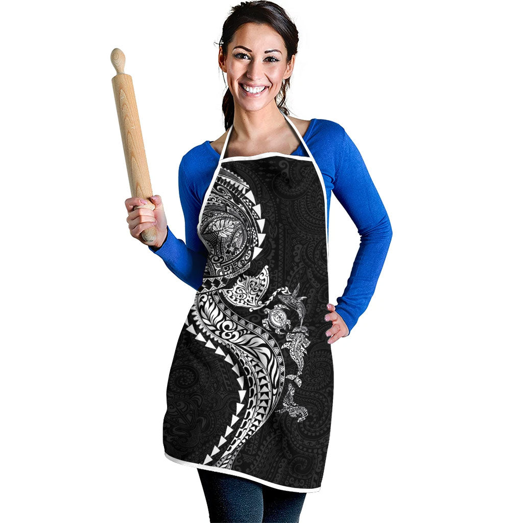 Hawaiian Kakau Tribal Sea Animals Tattoos Apron Black Color LT03 - Polynesian Pride