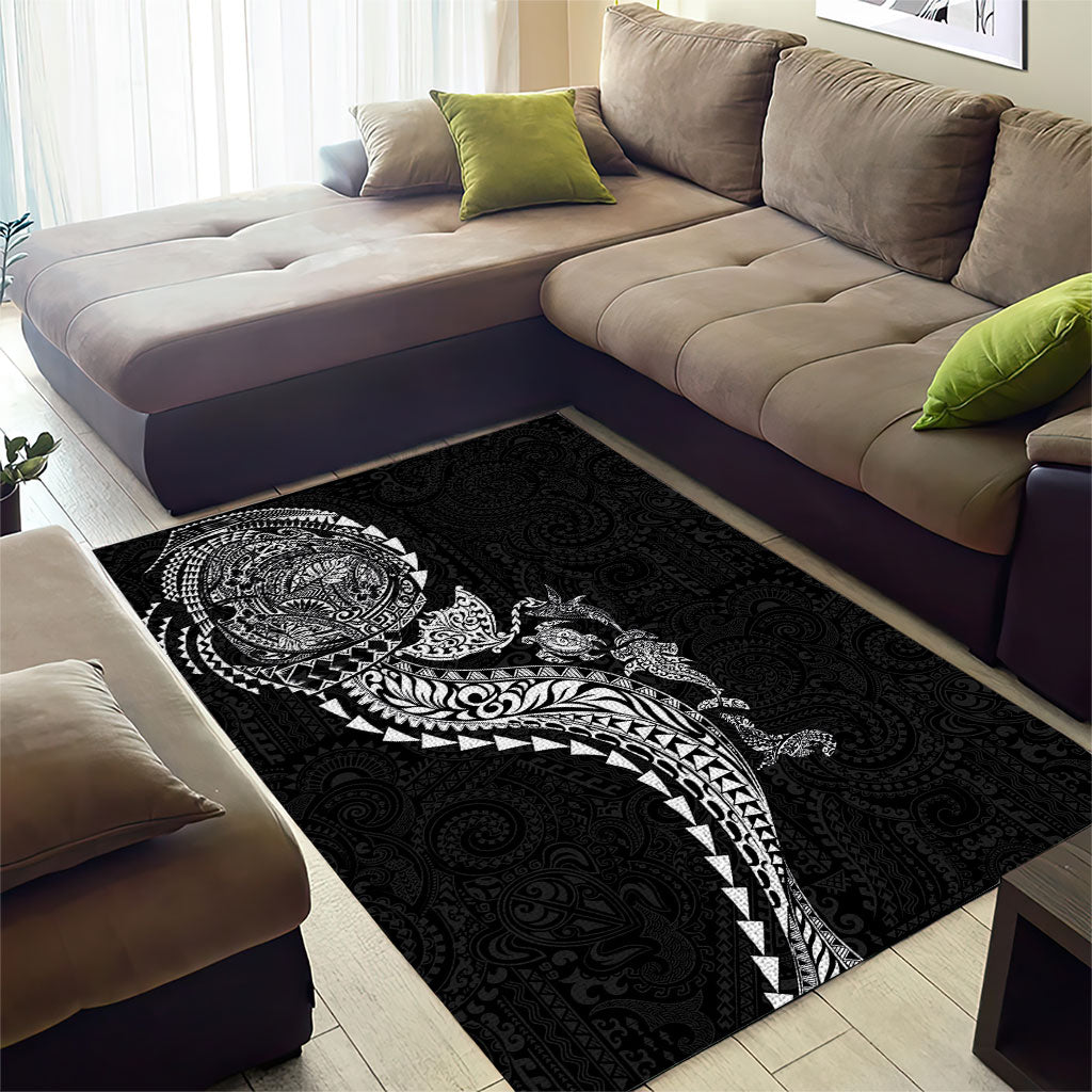 Hawaiian Kakau Tribal Sea Animals Tattoos Area Rug Black Color LT03 - Polynesian Pride