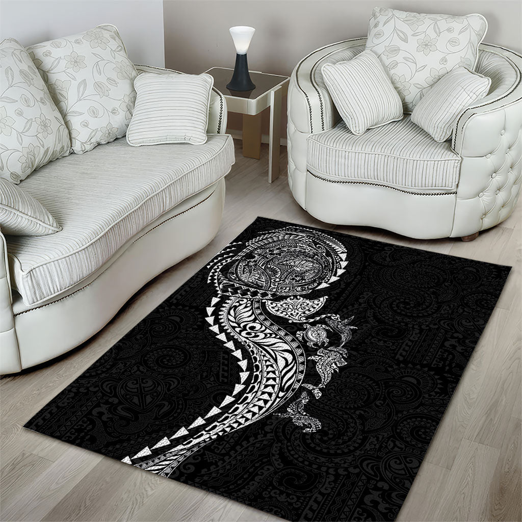 Hawaiian Kakau Tribal Sea Animals Tattoos Area Rug Black Color LT03 - Polynesian Pride