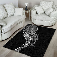 Hawaiian Kakau Tribal Sea Animals Tattoos Area Rug Black Color LT03 - Polynesian Pride
