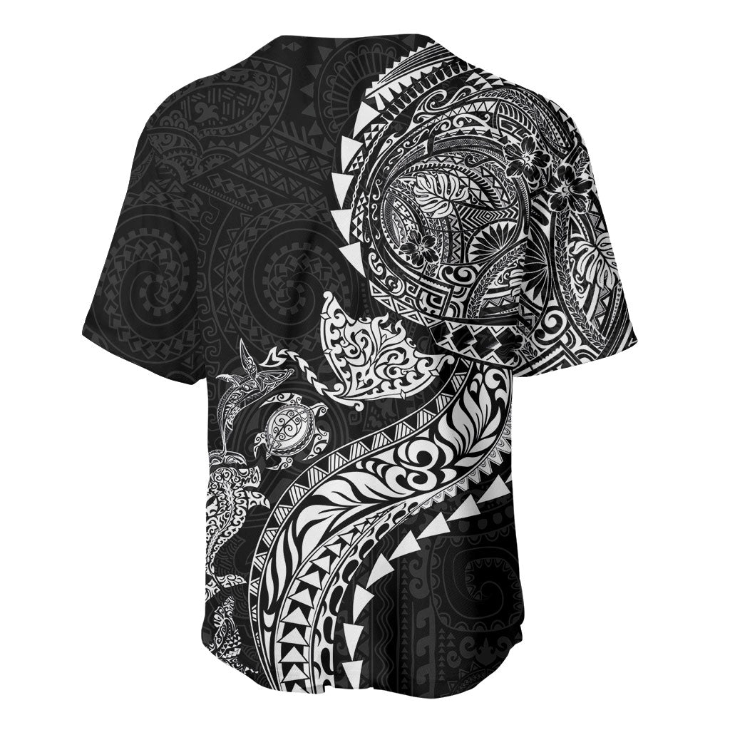 Hawaiian Kakau Tribal Sea Animals Tattoos Baseball Jersey Black Color LT03 - Polynesian Pride