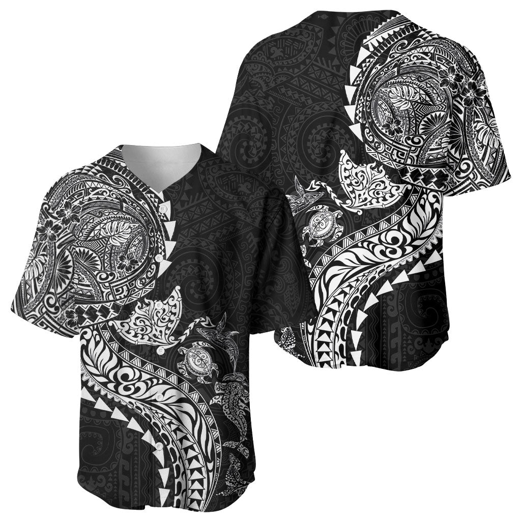 Hawaiian Kakau Tribal Sea Animals Tattoos Baseball Jersey Black Color LT03 - Polynesian Pride