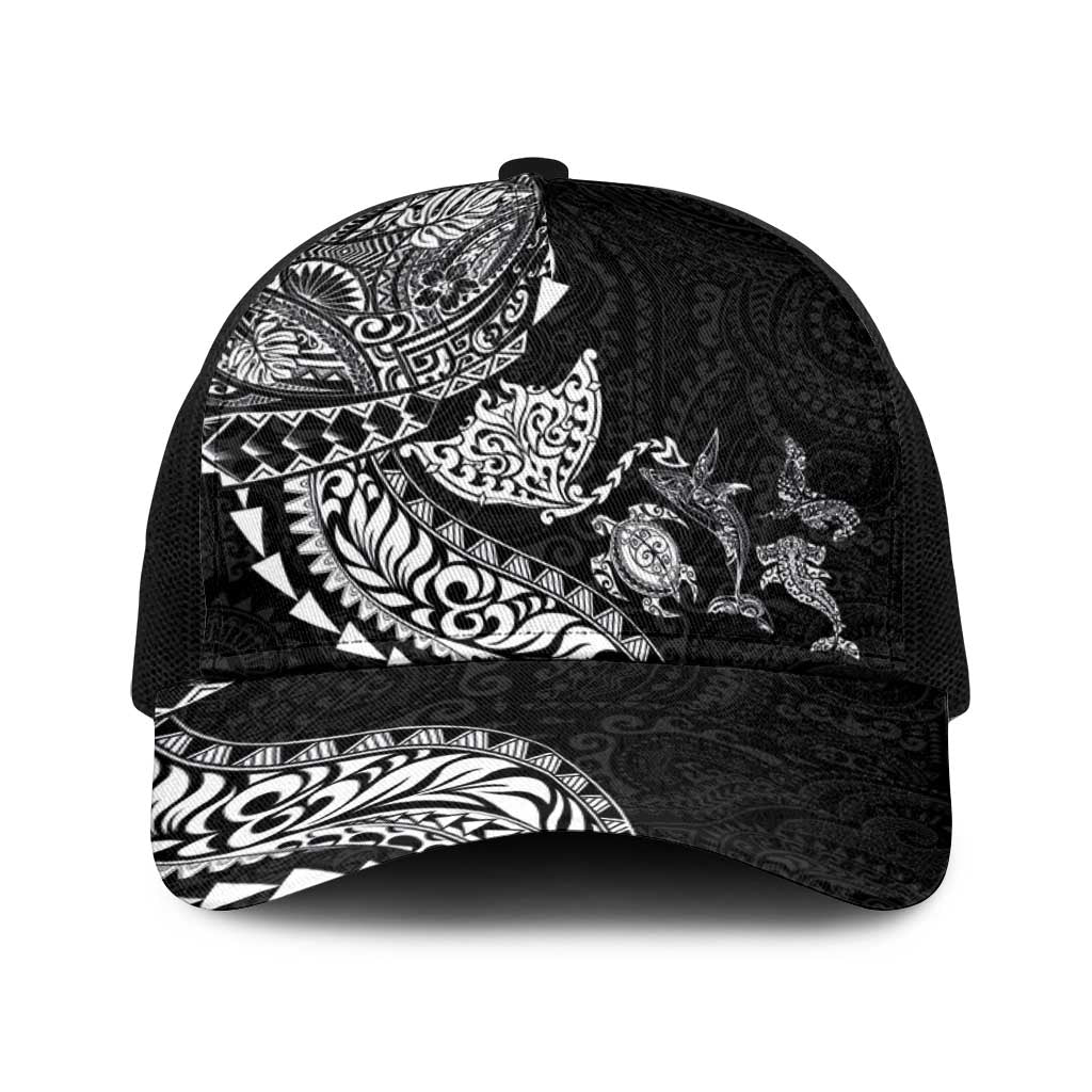 Hawaiian Kakau Tribal Sea Animals Tattoos Baseball Net Cap Black Color LT03 One Size Black Black - Polynesian Pride