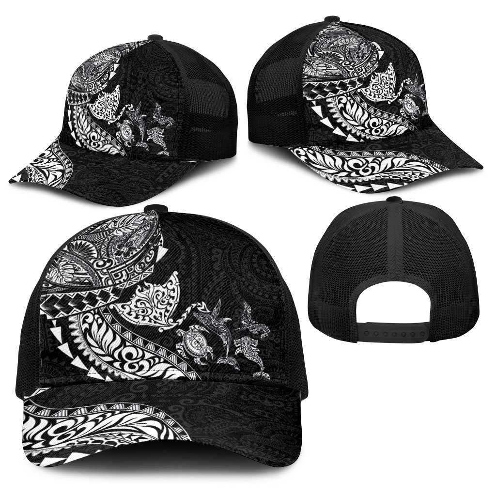 Hawaiian Kakau Tribal Sea Animals Tattoos Baseball Net Cap Black Color LT03 - Polynesian Pride