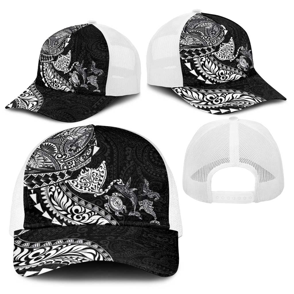 Hawaiian Kakau Tribal Sea Animals Tattoos Baseball Net Cap Black Color LT03 - Polynesian Pride