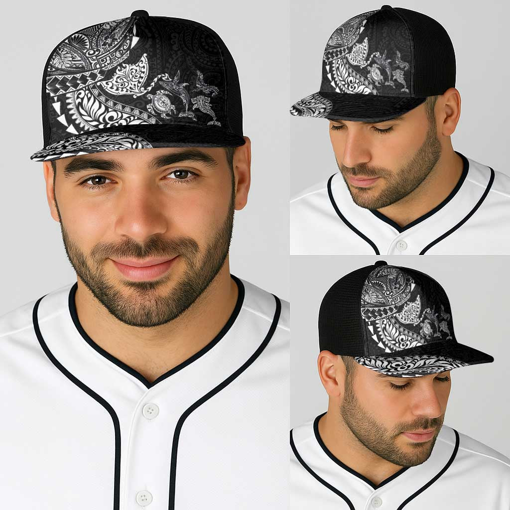 Hawaiian Kakau Tribal Sea Animals Tattoos Baseball Net Cap Black Color LT03 - Polynesian Pride