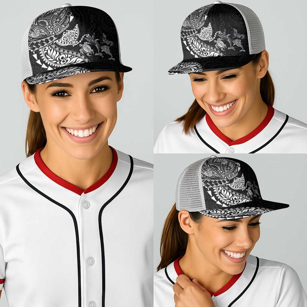 Hawaiian Kakau Tribal Sea Animals Tattoos Baseball Net Cap Black Color LT03 - Polynesian Pride