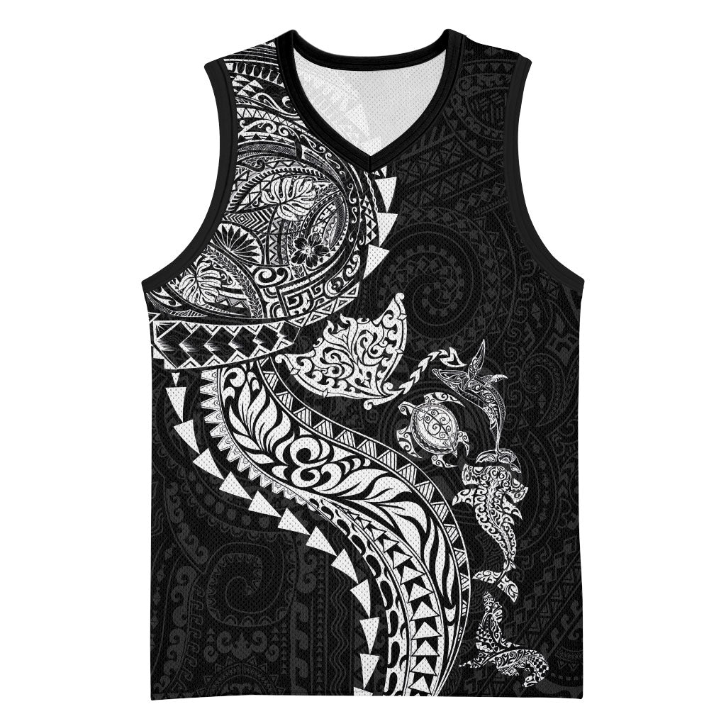 Hawaiian Kakau Tribal Sea Animals Tattoos Basketball Jersey Black Color