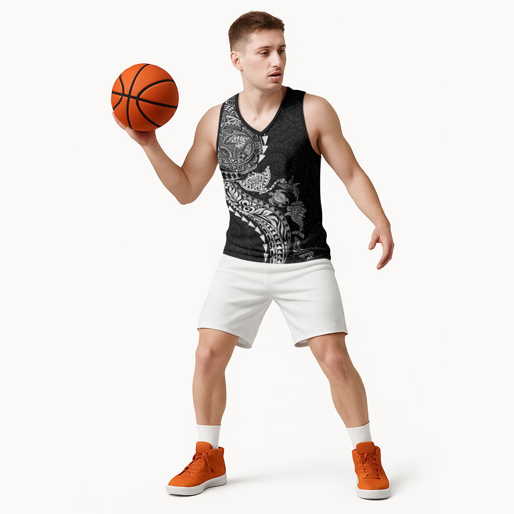 Hawaiian Kakau Tribal Sea Animals Tattoos Basketball Jersey Black Color LT03 - Polynesian Pride