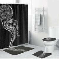 Hawaiian Kakau Tribal Sea Animals Tattoos Bathroom Set Black Color LT03 Bathroom Set (4 pcs) Black - Polynesian Pride