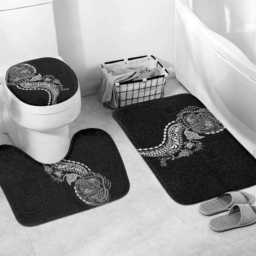 Hawaiian Kakau Tribal Sea Animals Tattoos Bathroom Set Black Color LT03 Mat Set Only (3 pcs) One Size Black - Polynesian Pride