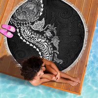 Hawaiian Kakau Tribal Sea Animals Tattoos Beach Blanket Black Color LT03 - Polynesian Pride