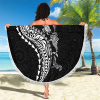 Hawaiian Kakau Tribal Sea Animals Tattoos Beach Blanket Black Color LT03 - Polynesian Pride