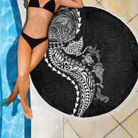 Hawaiian Kakau Tribal Sea Animals Tattoos Beach Blanket Black Color LT03 - Polynesian Pride