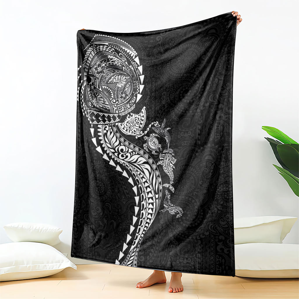Hawaiian Kakau Tribal Sea Animals Tattoos Blanket Black Color LT03 - Polynesian Pride