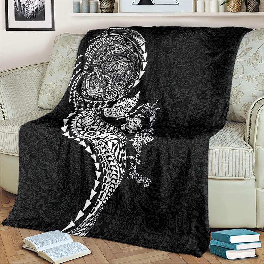 Hawaiian Kakau Tribal Sea Animals Tattoos Blanket Black Color LT03 - Polynesian Pride