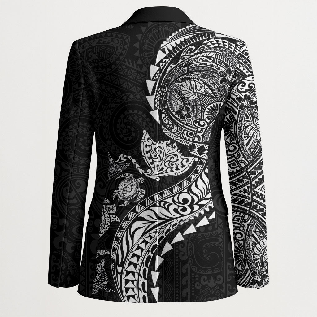 Hawaiian Kakau Tribal Sea Animals Tattoos Blazer Black Color LT03 - Polynesian Pride
