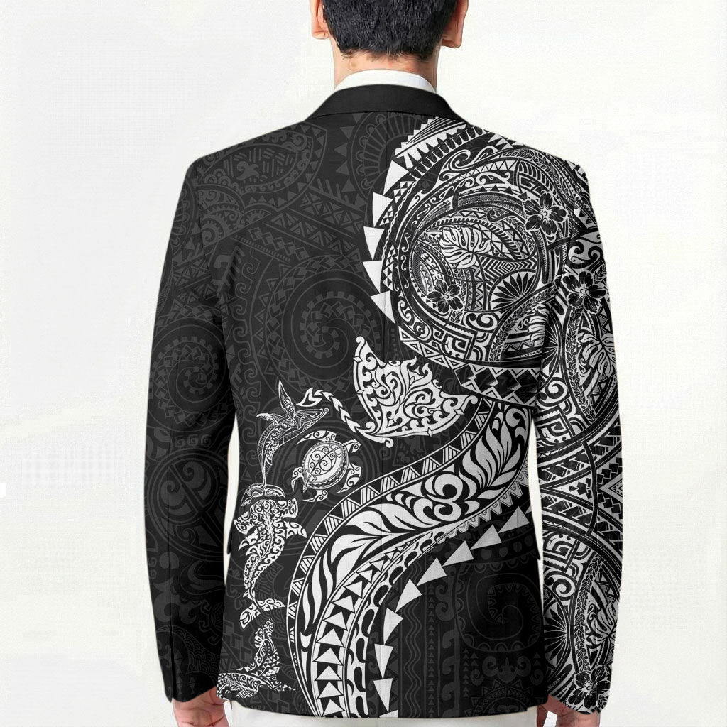 Hawaiian Kakau Tribal Sea Animals Tattoos Blazer Black Color LT03 - Polynesian Pride