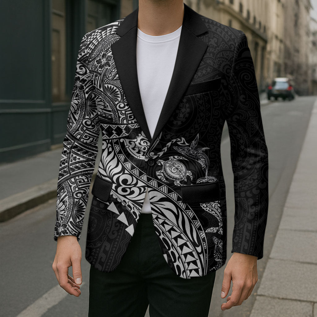 Hawaiian Kakau Tribal Sea Animals Tattoos Blazer Black Color LT03 - Polynesian Pride