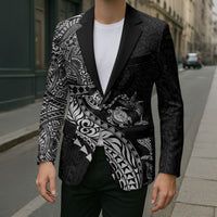Hawaiian Kakau Tribal Sea Animals Tattoos Blazer Black Color LT03 - Polynesian Pride
