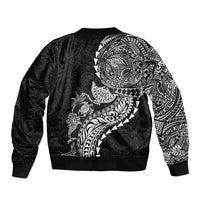 Hawaiian Kakau Tribal Sea Animals Tattoos Bomber Jacket Black Color LT03 - Polynesian Pride