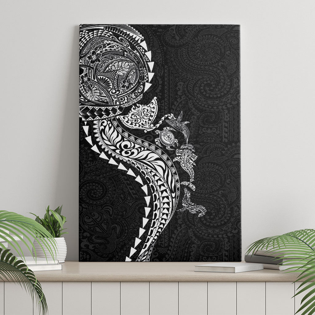 Hawaiian Kakau Tribal Sea Animals Tattoos Canvas Wall Art Black Color LT03 - Polynesian Pride