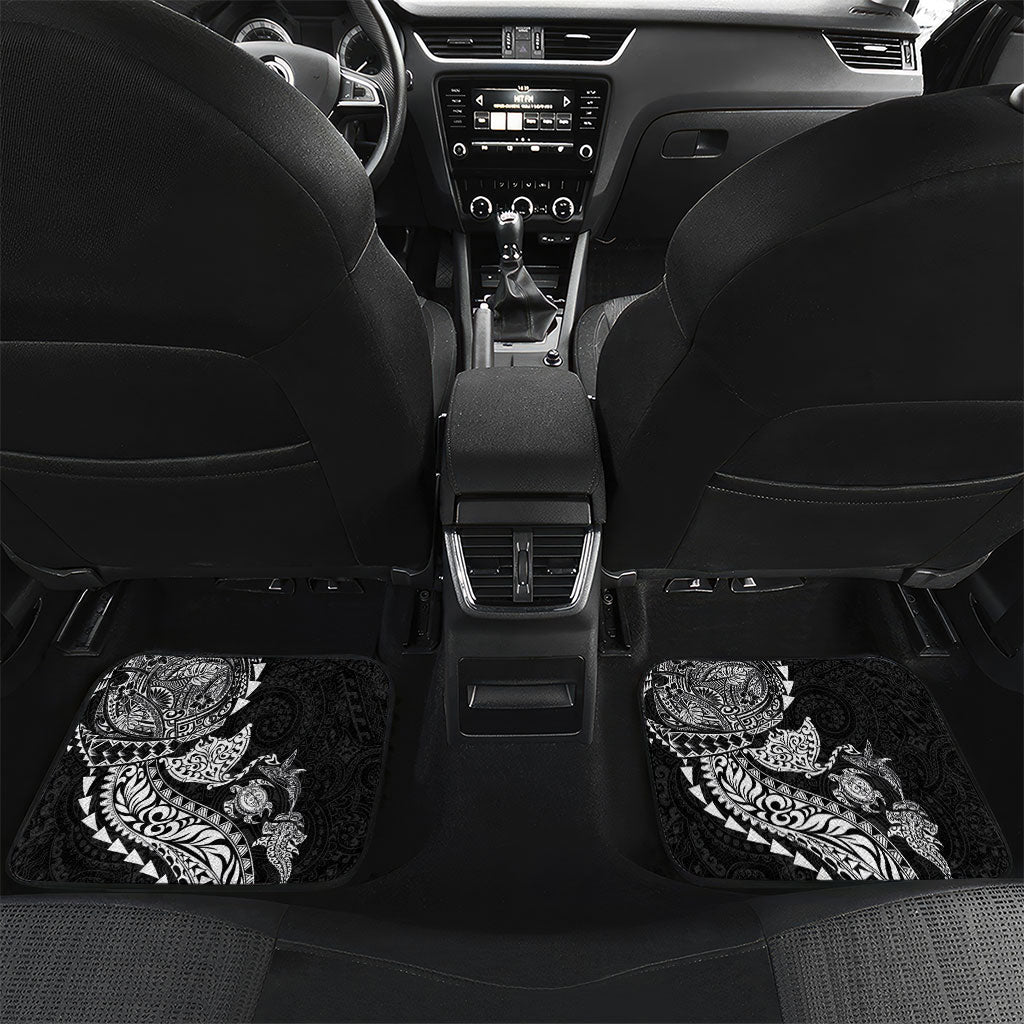 Hawaiian Kakau Tribal Sea Animals Tattoos Car Mats Black Color LT03 Set 2pcs - Back Black - Polynesian Pride