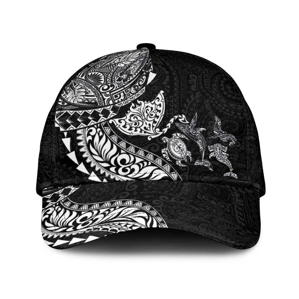Hawaiian Kakau Tribal Sea Animals Tattoos Classic Cap Black Color LT03 Universal Fit Black - Polynesian Pride