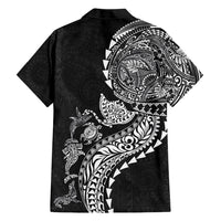 Hawaiian Kakau Tribal Sea Animals Tattoos Family Matching Puletasi and Hawaiian Shirt Black Color
