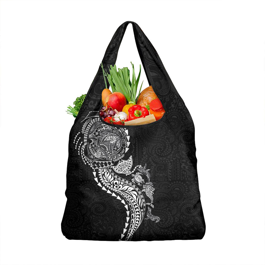 Hawaiian Kakau Tribal Sea Animals Tattoos Grocery Bag Black Color LT03 1-pack One Size Black - Polynesian Pride