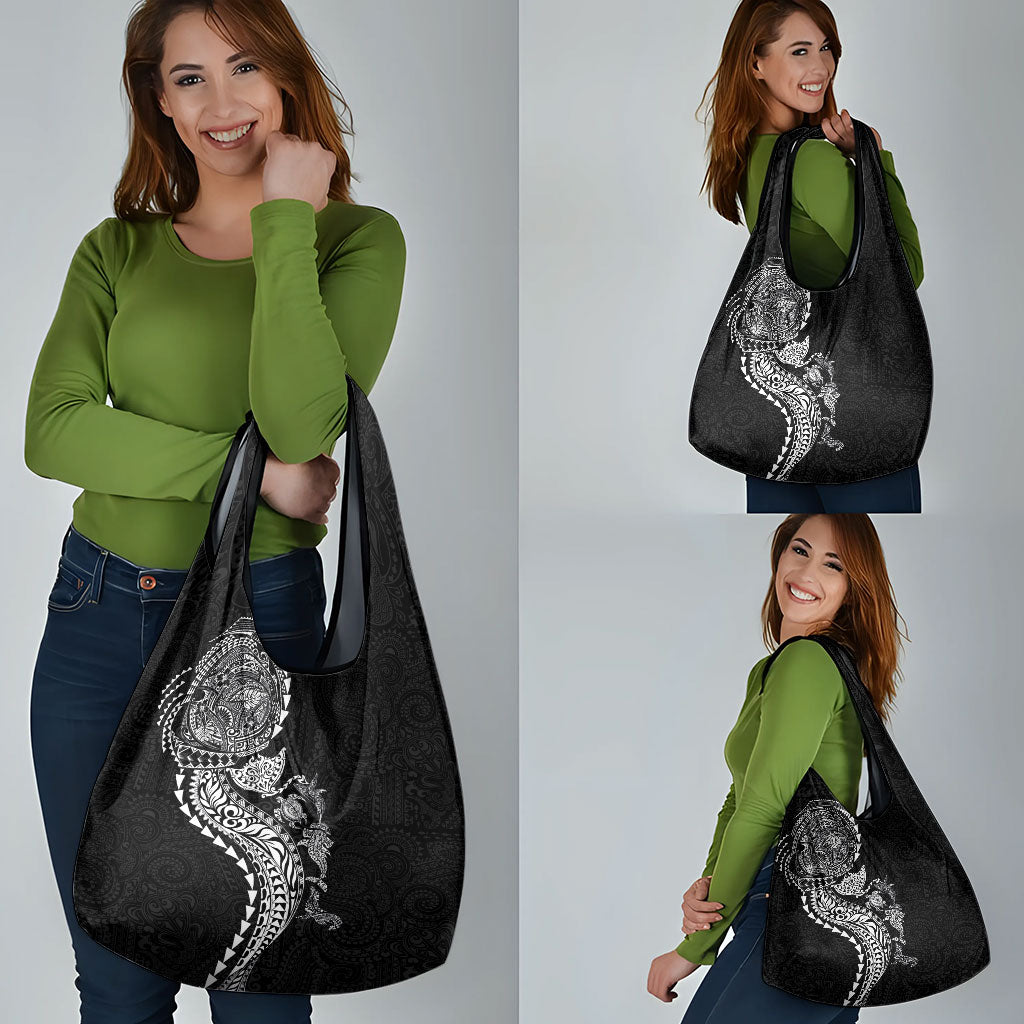 Hawaiian Kakau Tribal Sea Animals Tattoos Grocery Bag Black Color LT03 - Polynesian Pride