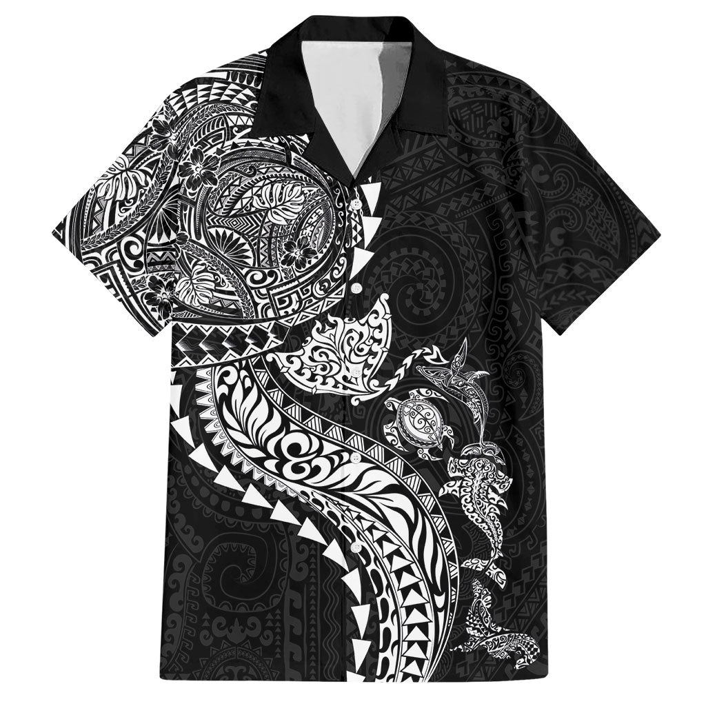 Hawaiian Kakau Tribal Sea Animals Tattoos Hawaiian Shirt Black Color