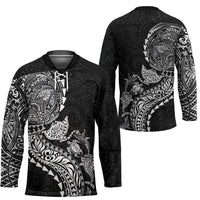 Hawaiian Kakau Tribal Sea Animals Tattoos Hockey Jersey Black Color LT03 - Polynesian Pride