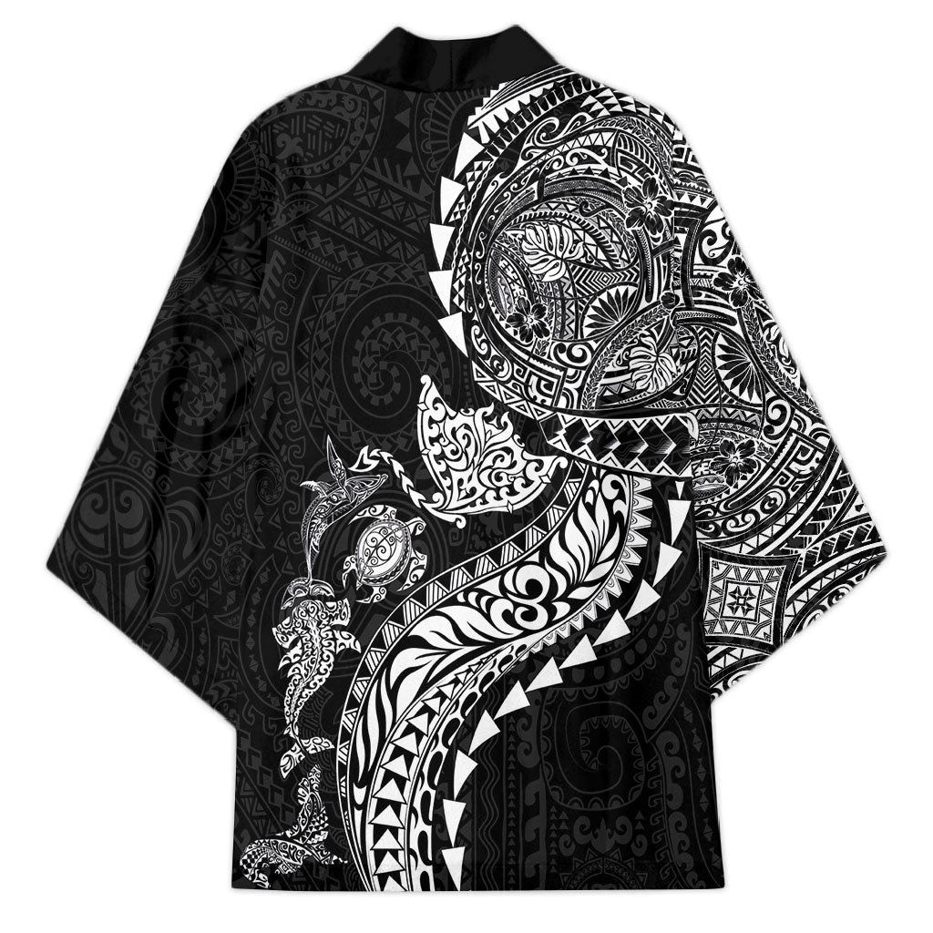 Hawaiian Kakau Tribal Sea Animals Tattoos Kimono Black Color LT03 - Polynesian Pride