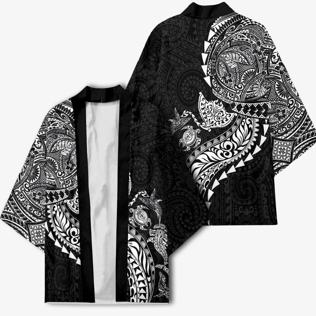 Hawaiian Kakau Tribal Sea Animals Tattoos Kimono Black Color LT03 - Polynesian Pride
