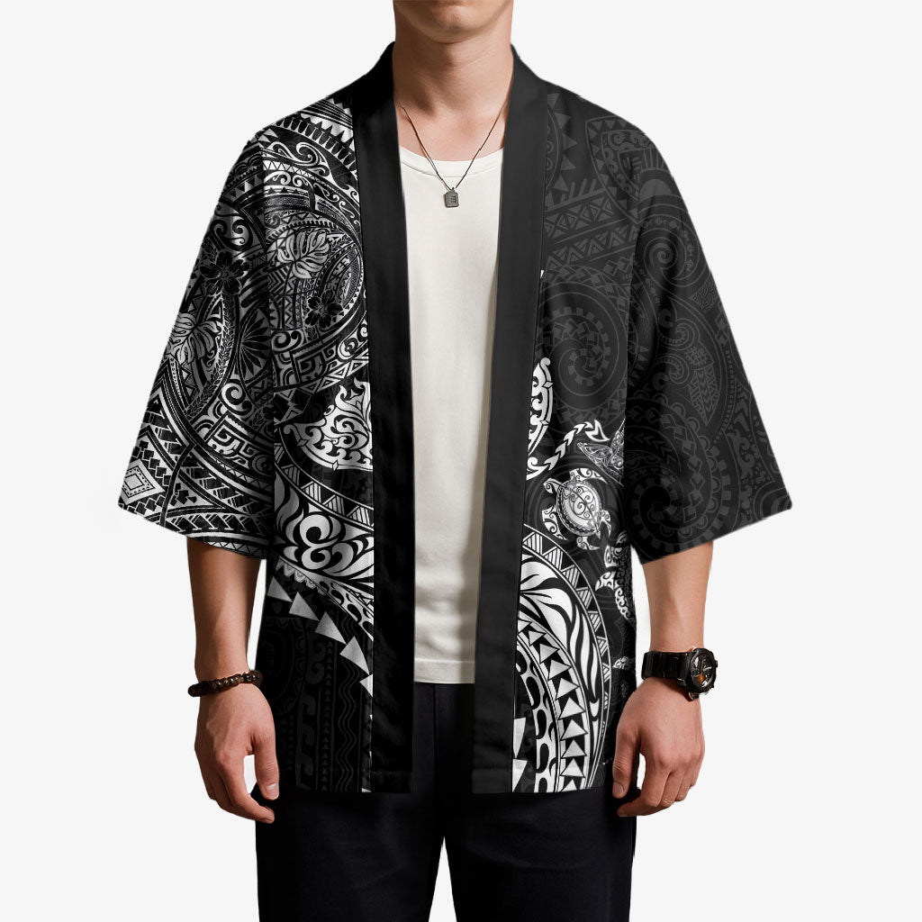 Hawaiian Kakau Tribal Sea Animals Tattoos Kimono Black Color LT03 - Polynesian Pride