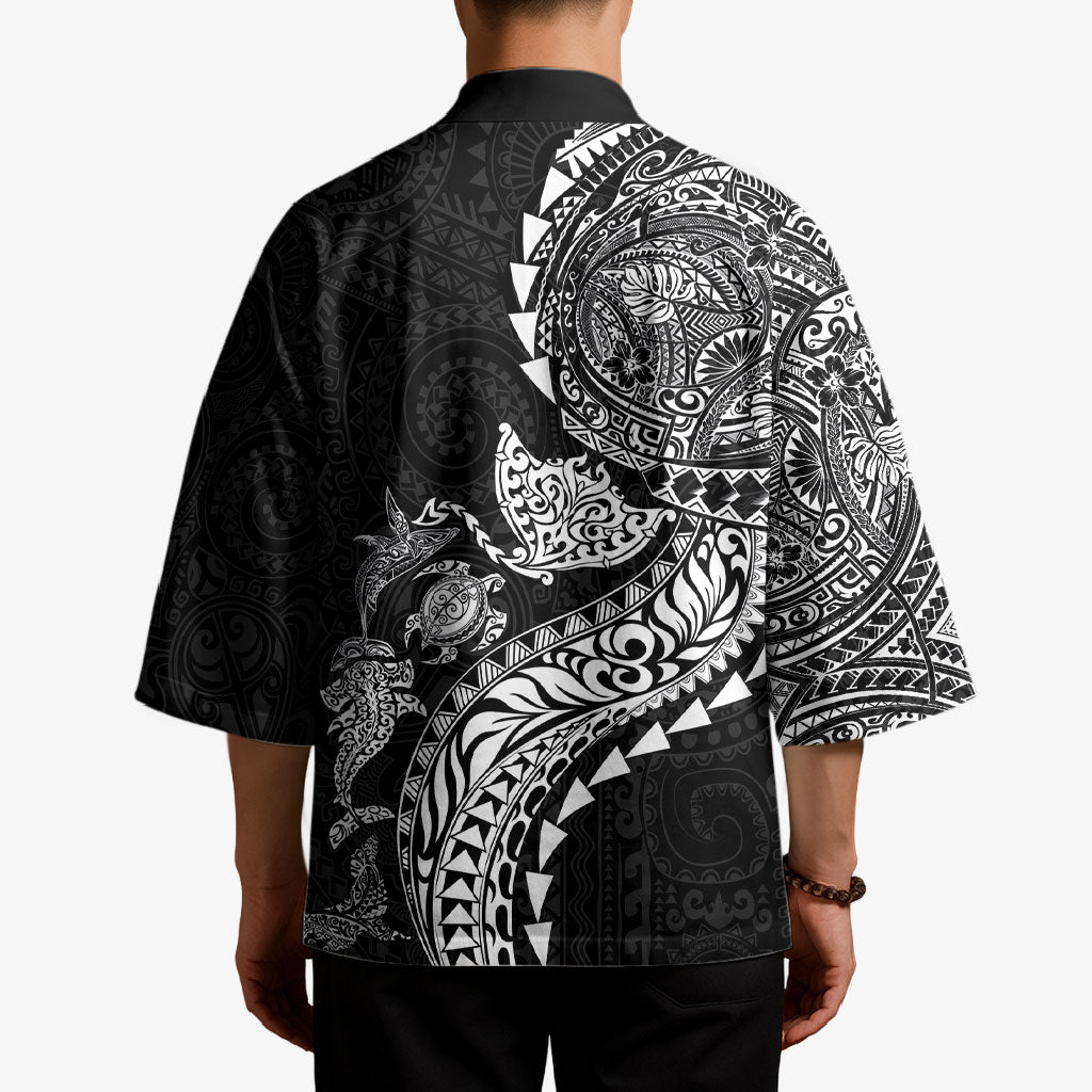 Hawaiian Kakau Tribal Sea Animals Tattoos Kimono Black Color LT03 - Polynesian Pride
