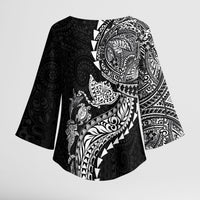 Hawaiian Kakau Tribal Sea Animals Tattoos Kimono Sleeve Blouse Black Color LT03 - Polynesian Pride