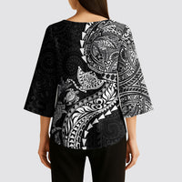 Hawaiian Kakau Tribal Sea Animals Tattoos Kimono Sleeve Blouse Black Color LT03 - Polynesian Pride