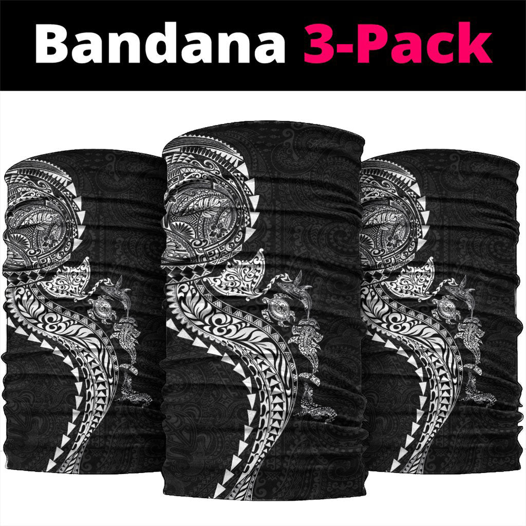 Hawaiian Kakau Tribal Sea Animals Tattoos Neck Gaiter Black Color LT03 package One Size: 25*50cm Black - Polynesian Pride