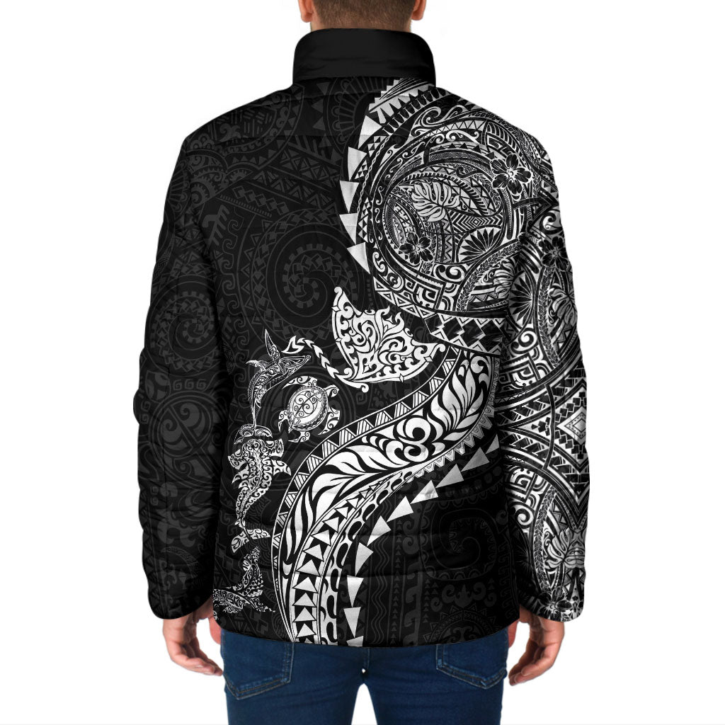 Hawaiian Kakau Tribal Sea Animals Tattoos Padded Jacket Black Color LT03 - Polynesian Pride