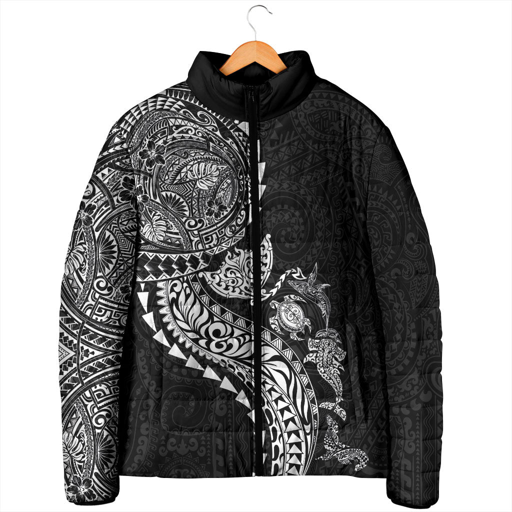 Hawaiian Kakau Tribal Sea Animals Tattoos Padded Jacket Black Color LT03 - Polynesian Pride